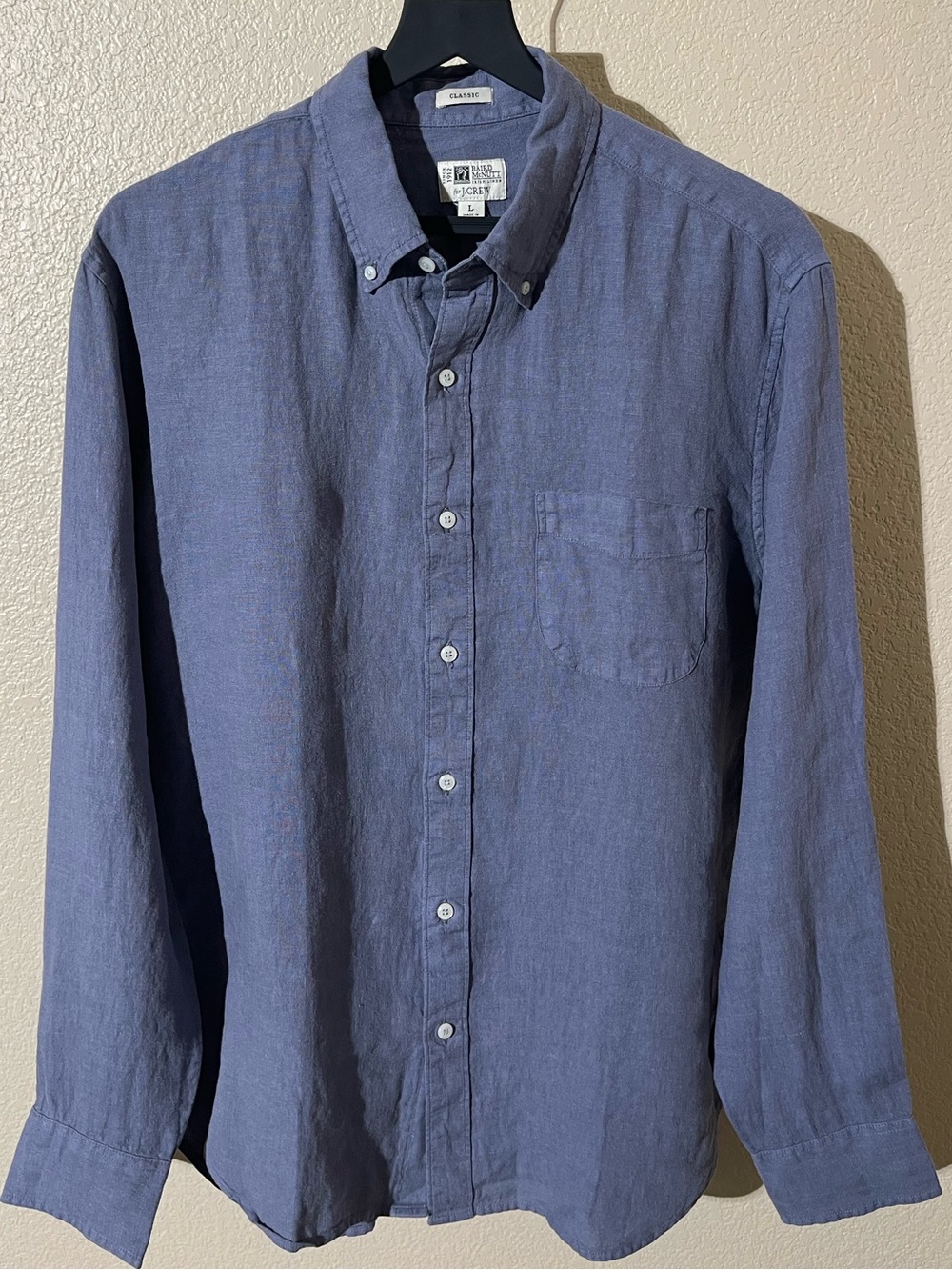 J. Crew x Baird McNutt Men’s Button-Down Linen Shirt in Blue